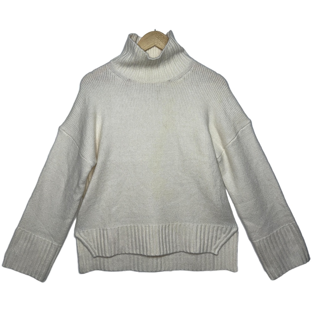 Abercrombie & Fitch Cream Ribbed Knit Pullover Mock Turtleneck Sweater Size XS
